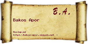 Bakos Apor névjegykártya